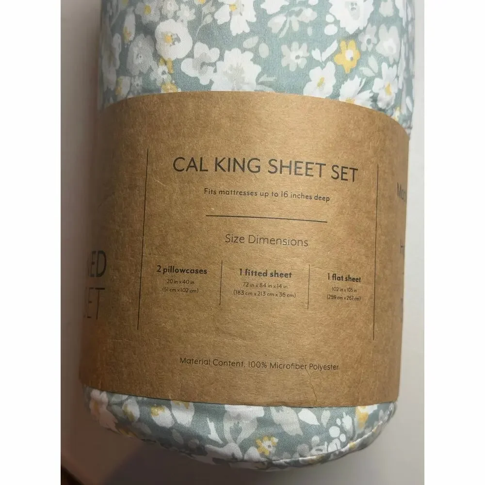 NEW! Casual Comfort iEnjoy Cal King 4PC Floral Dream Patterned Sheet Set